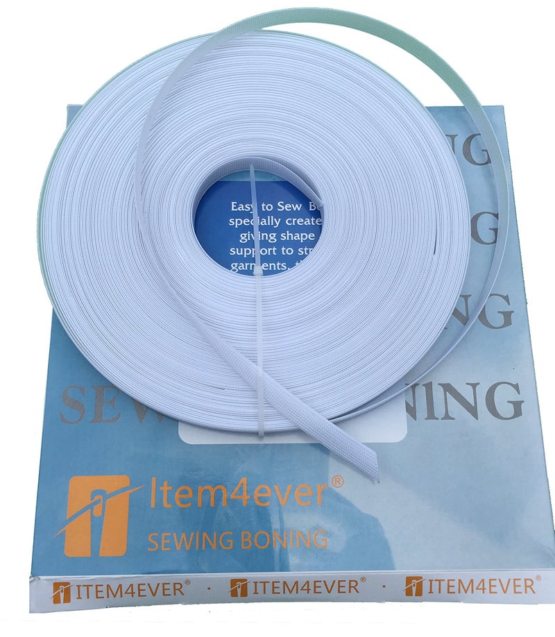 item4ever 1/2" Rigilene Polyester Sewing Boning White - 50 Yard Roll - Image 1